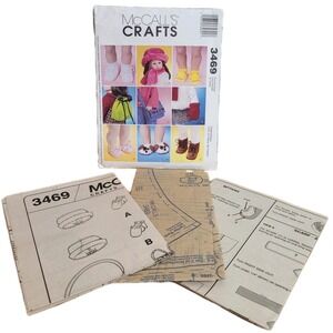 McCall's Uncut Sewing Pattern 3469 Mittens Bag Shoes Hat Purse 18" American Doll